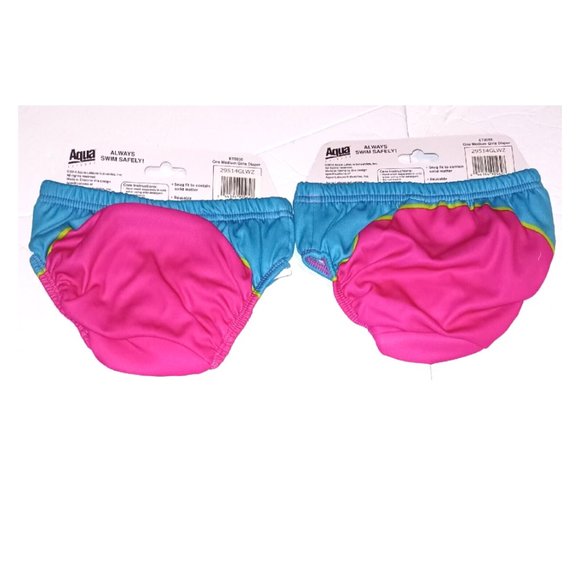 2 Baby Girls Swim Reusable Diapers SwimSchool 12 Months 18-22 lbs - Picture 2 of 2